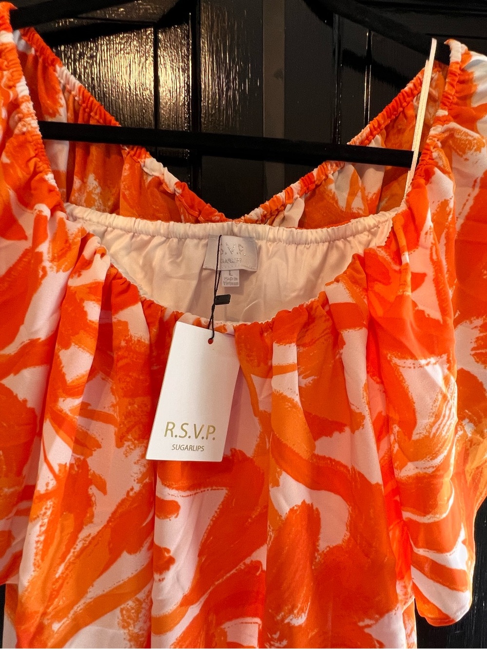 NWT Sugarlips Tropical Dreamsicle Enamored Off The Shoulder Ruffle Dress Large - Picture 5 of 9